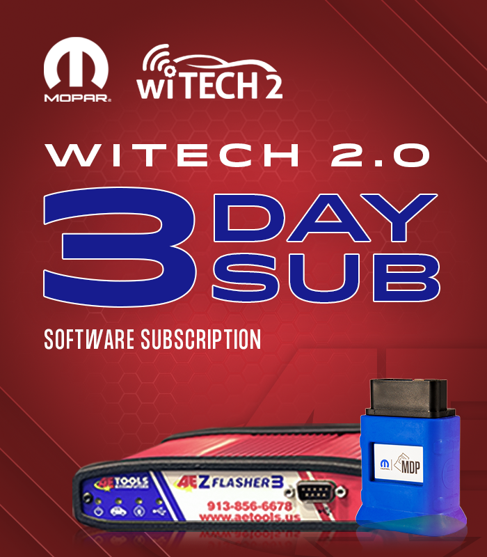 Witech 2.0 3 day software subscription for Mopar, FCA Stellantis.