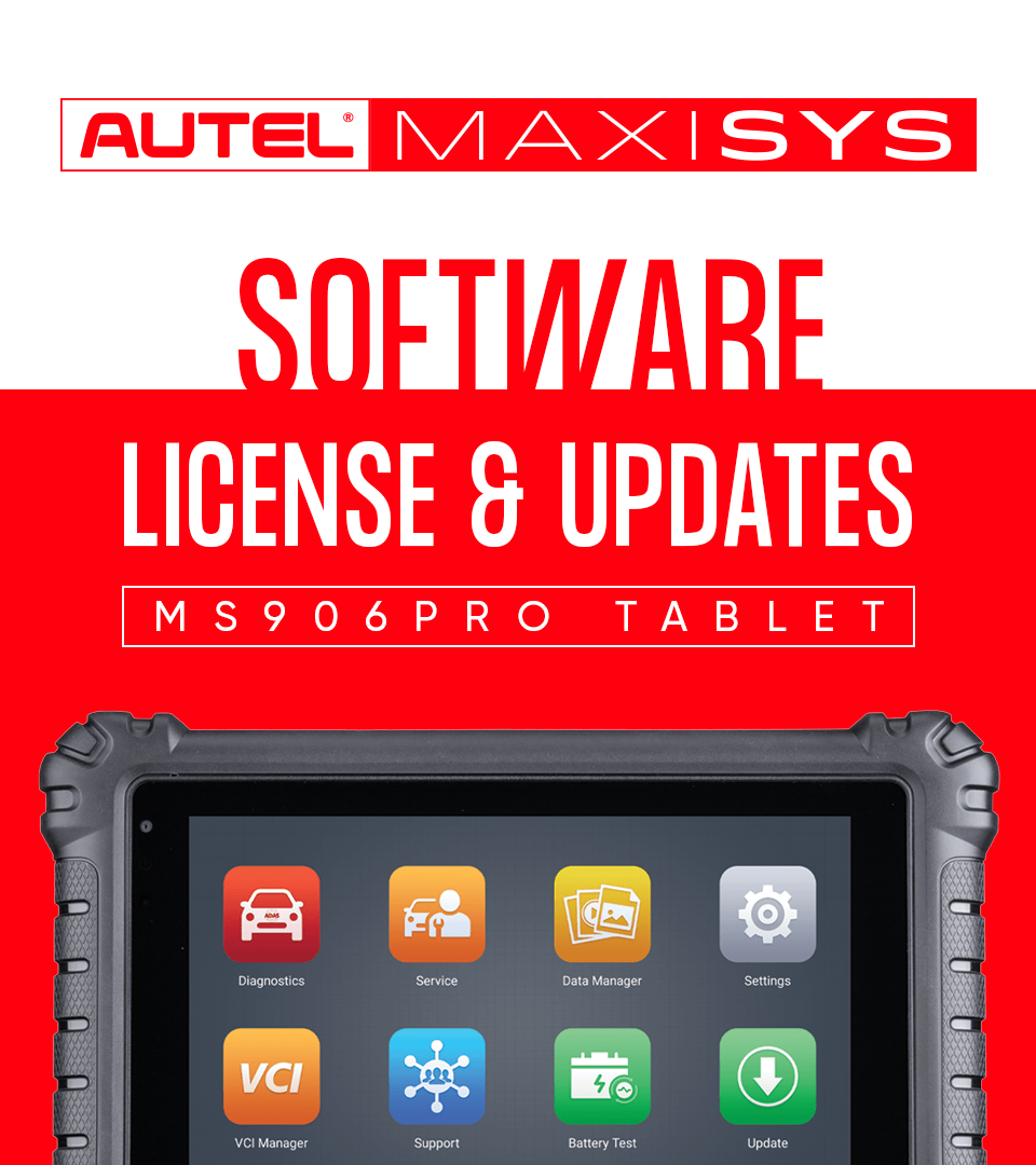 Autel Software License update for Autel Maxisys MS906Pro Tablet.