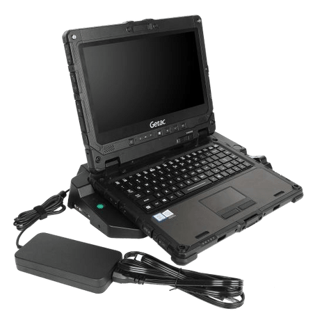 Complete Getac K120 Office Dock setup with accessories.