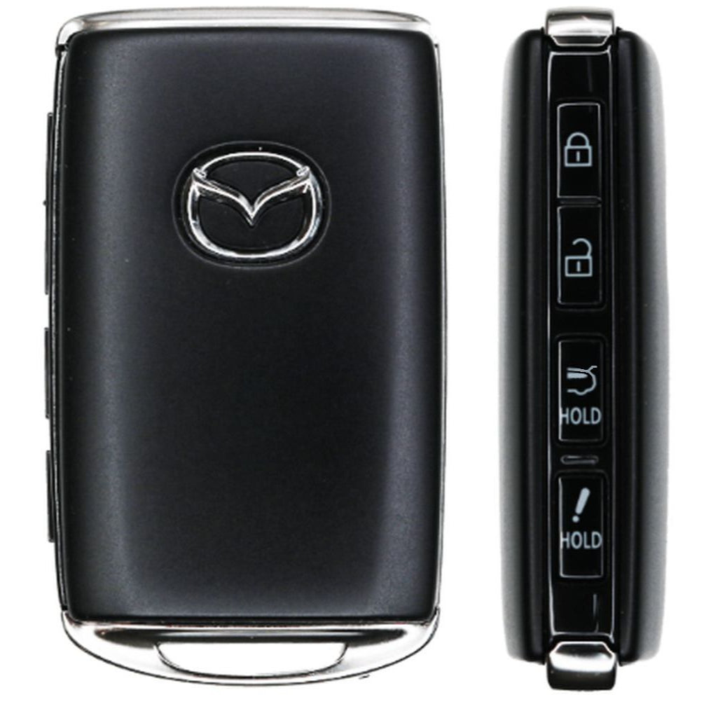 Mazda 4 button key fob side and back showing logo