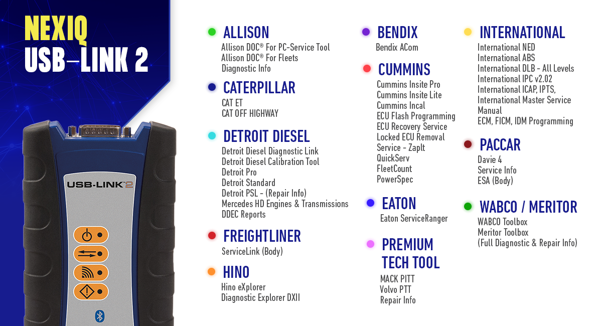 Nexiq USB-Link™ 2 Vehicle Interface (Bluetooth) - AE Tools & Computers