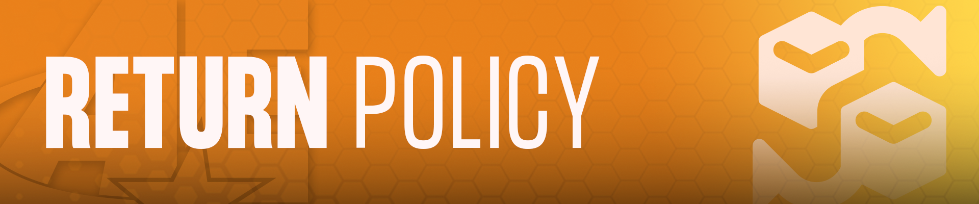 AE Tools & Computers. Return Policy Image Banner with a boxes icon.