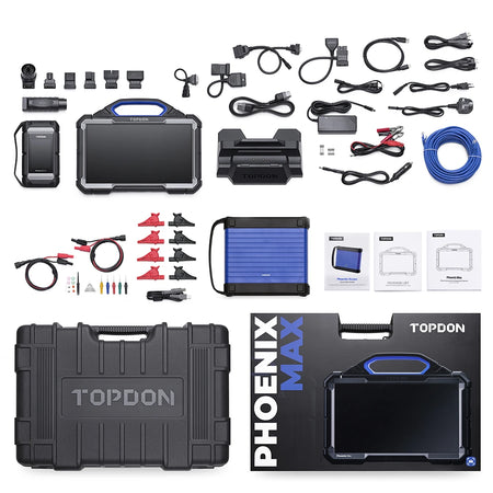 Phoenix MAX with scope complete images of the kit showing cables, leads and packaging