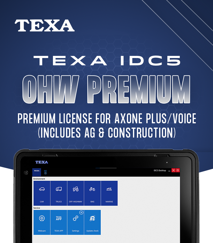 Texa IDC5 OHW software interface for construction vehicles