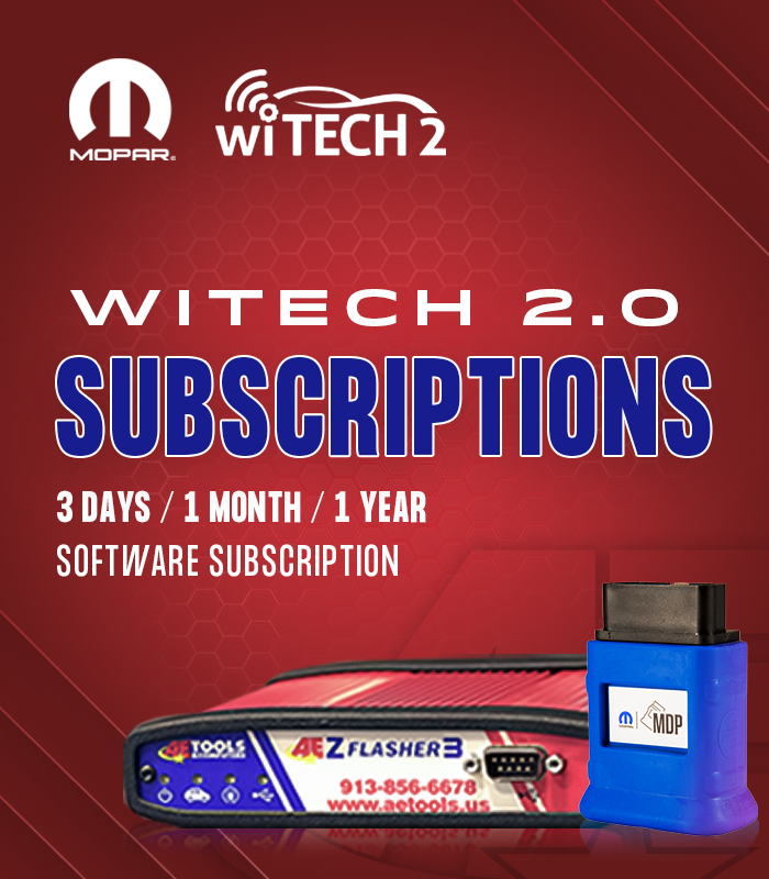 Witech 2.0 software subscription for Mopar, FCA Stellantis. For Micropod, MDP and J2534 Tools